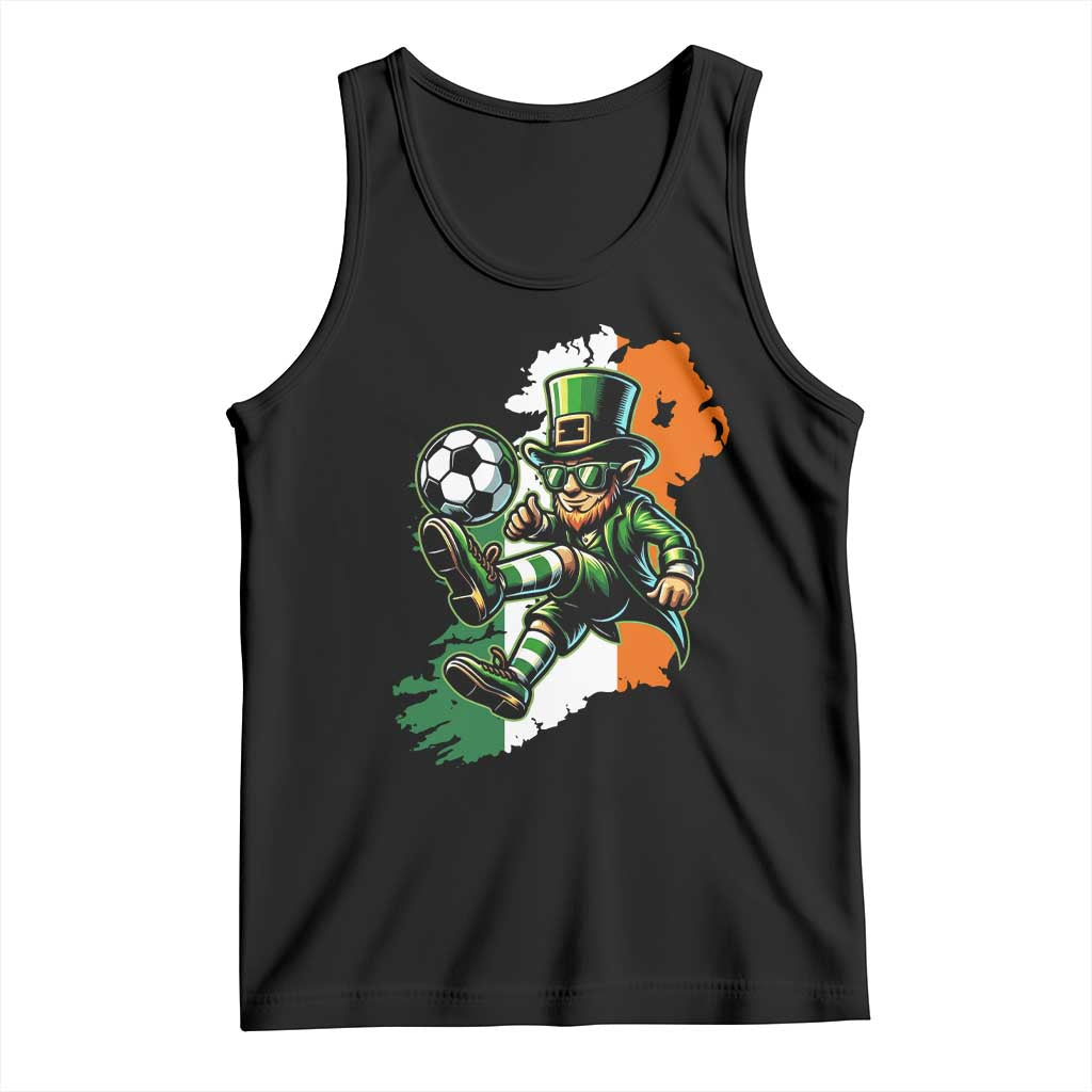Funny Leprechaun Playing Soccer Tank Top St Patricks Day TS12 Black Print Your Wear