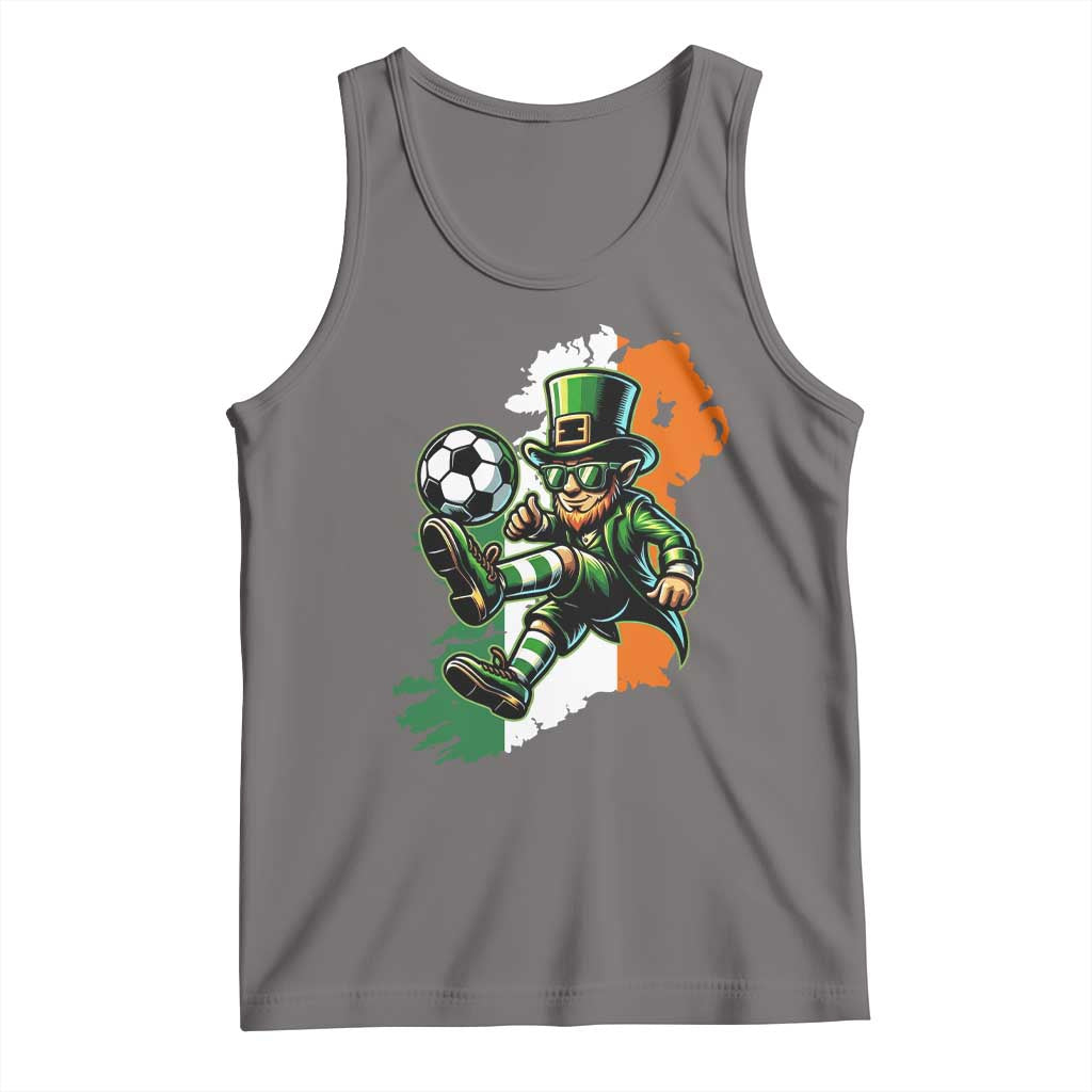Funny Leprechaun Playing Soccer Tank Top St Patricks Day TS12 Deep Heather Print Your Wear