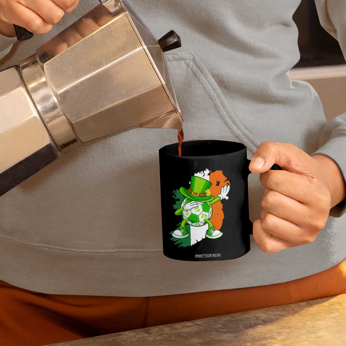 Funny Dabbing Soccer Ball Coffee Mug St Patricks Day TS12 Print Your Wear