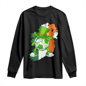 Funny Dabbing Soccer Ball Long Sleeve Shirt St Patricks Day TS12 Black Print Your Wear