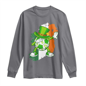 Funny Dabbing Soccer Ball Long Sleeve Shirt St Patricks Day TS12 Charcoal Print Your Wear