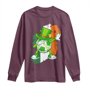 Funny Dabbing Soccer Ball Long Sleeve Shirt St Patricks Day TS12 Maroon Print Your Wear
