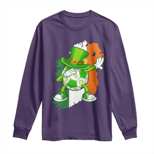 Funny Dabbing Soccer Ball Long Sleeve Shirt St Patricks Day TS12 Purple Print Your Wear