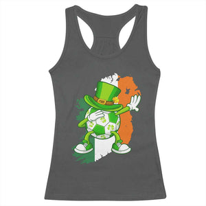 Funny Dabbing Soccer Ball Racerback Tank Top St Patricks Day TS12 Dark Heather Print Your Wear