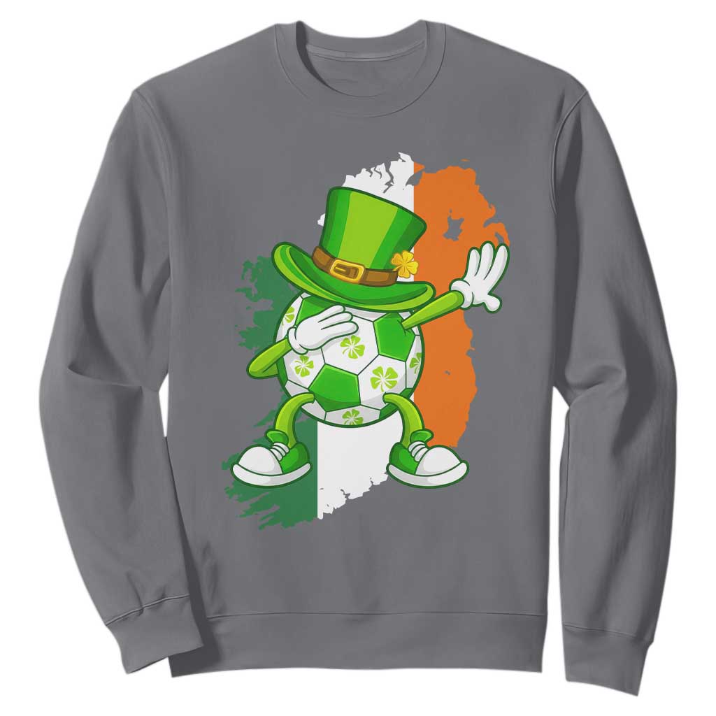 Funny Dabbing Soccer Ball Sweatshirt St Patricks Day TS12 Charcoal Print Your Wear