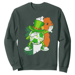 Funny Dabbing Soccer Ball Sweatshirt St Patricks Day TS12 Dark Forest Green Print Your Wear