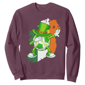 Funny Dabbing Soccer Ball Sweatshirt St Patricks Day TS12 Maroon Print Your Wear