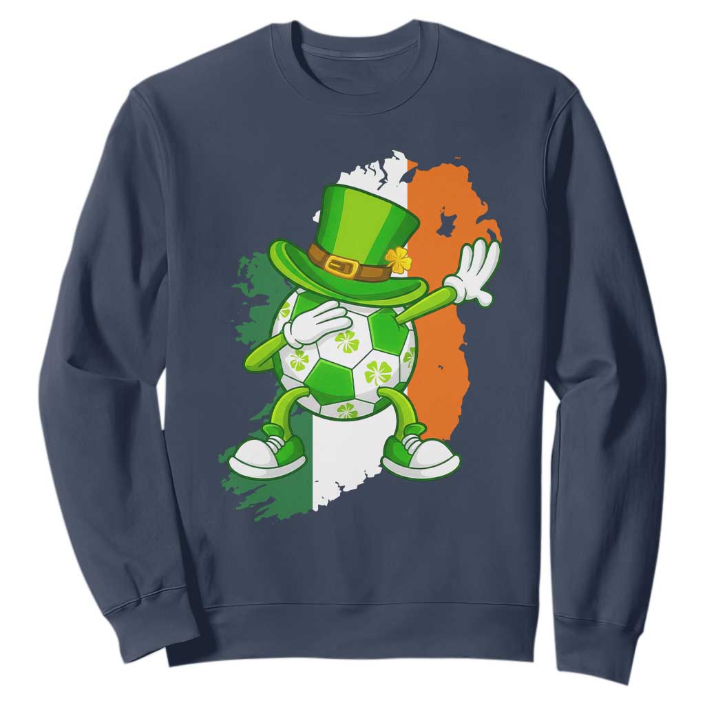 Funny Dabbing Soccer Ball Sweatshirt St Patricks Day TS12 Navy Print Your Wear