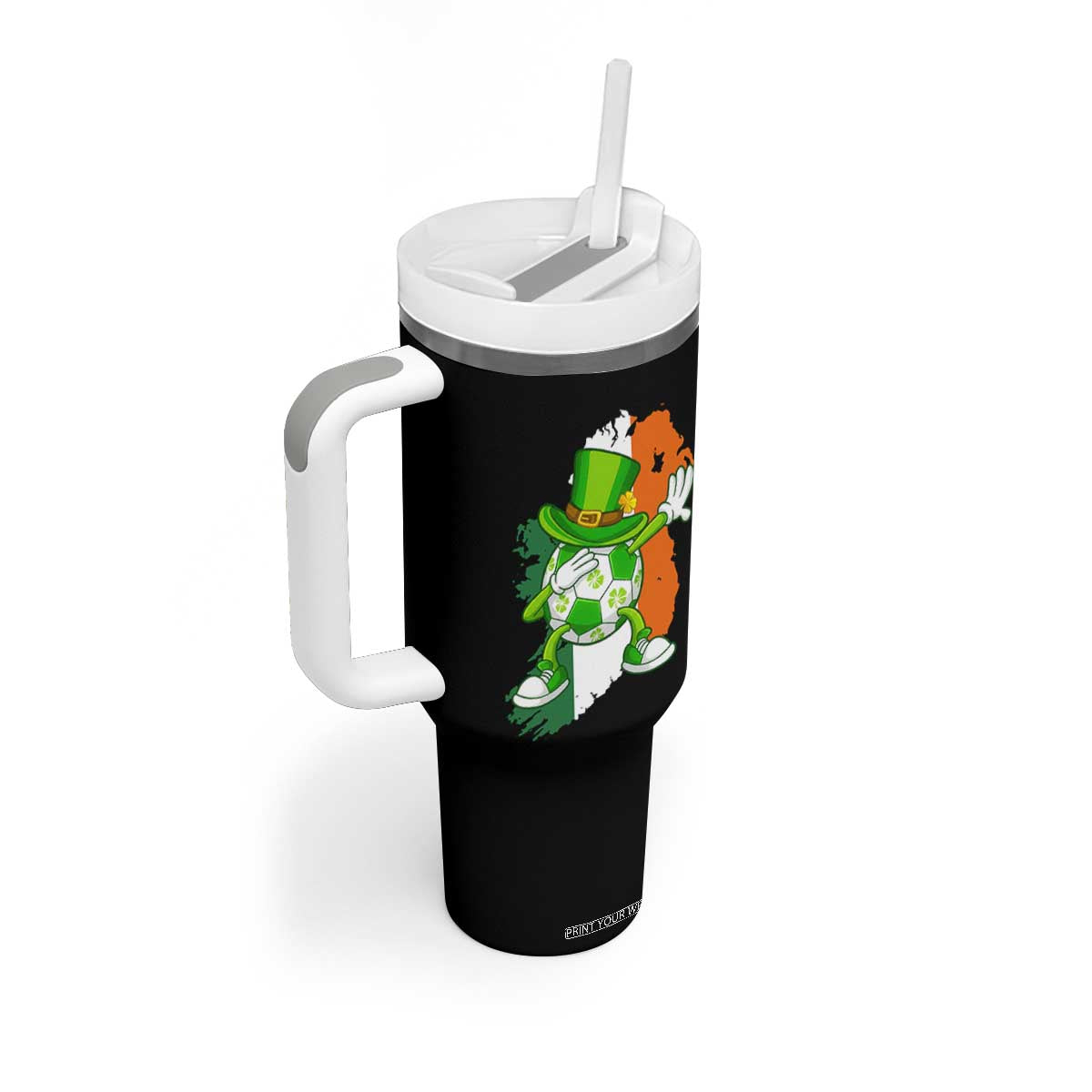 Funny Dabbing Soccer Ball Tumbler With Handle St Patricks Day TS12 Print Your Wear
