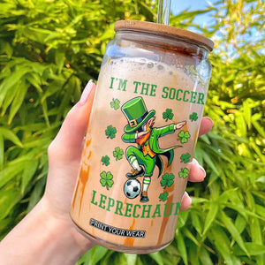 I Am The Soccer Leprechaun Glass Can Funny Irish Soccer TS12 Black Print Your Wear