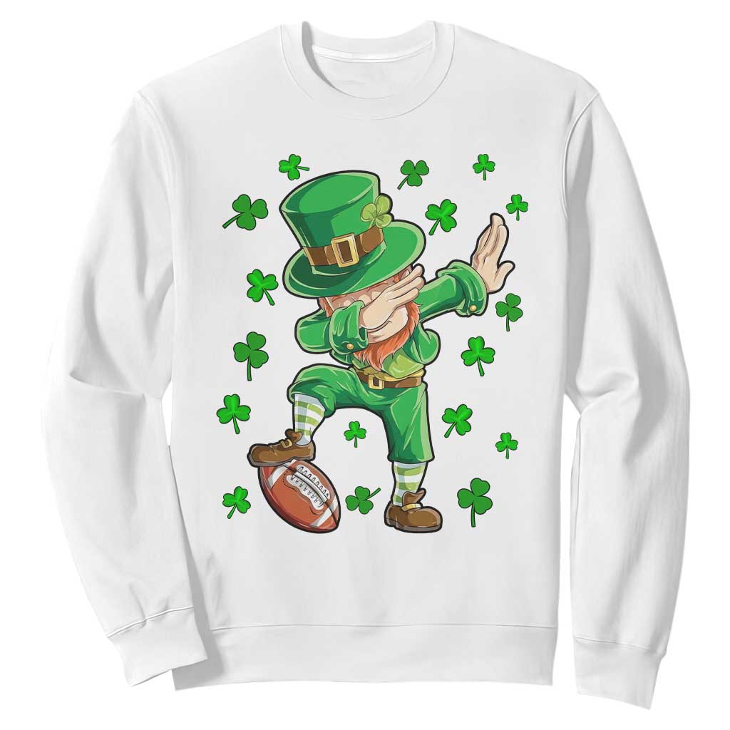 Dabbing Leprechaun Football St Patricks Day Boys Men Sports T-Shirt Sweatshirt TS12 White Print Your Wear