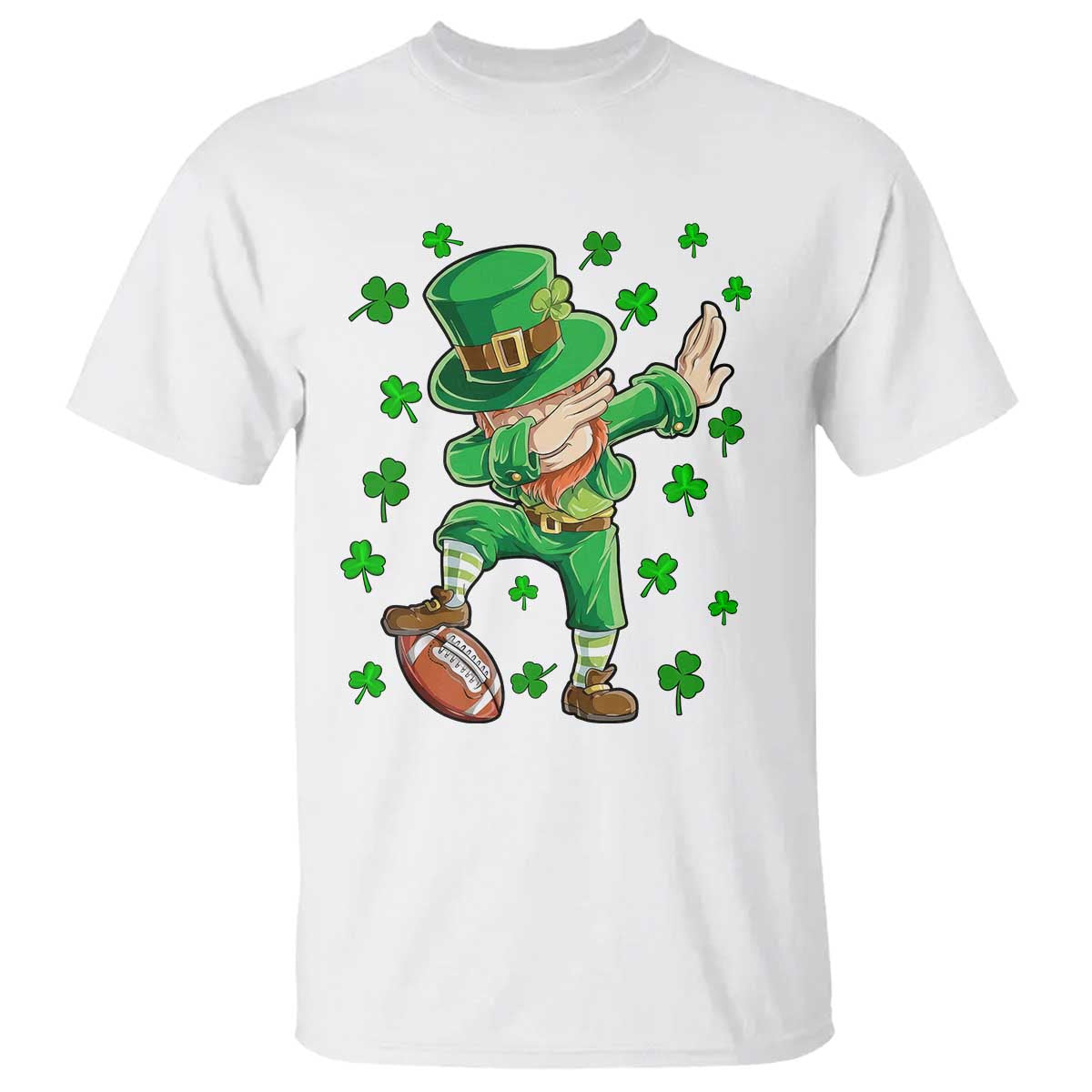 Dabbing Leprechaun Football St Patricks Day Boys Men Sports T-Shirt T Shirt TS12 White Print Your Wear
