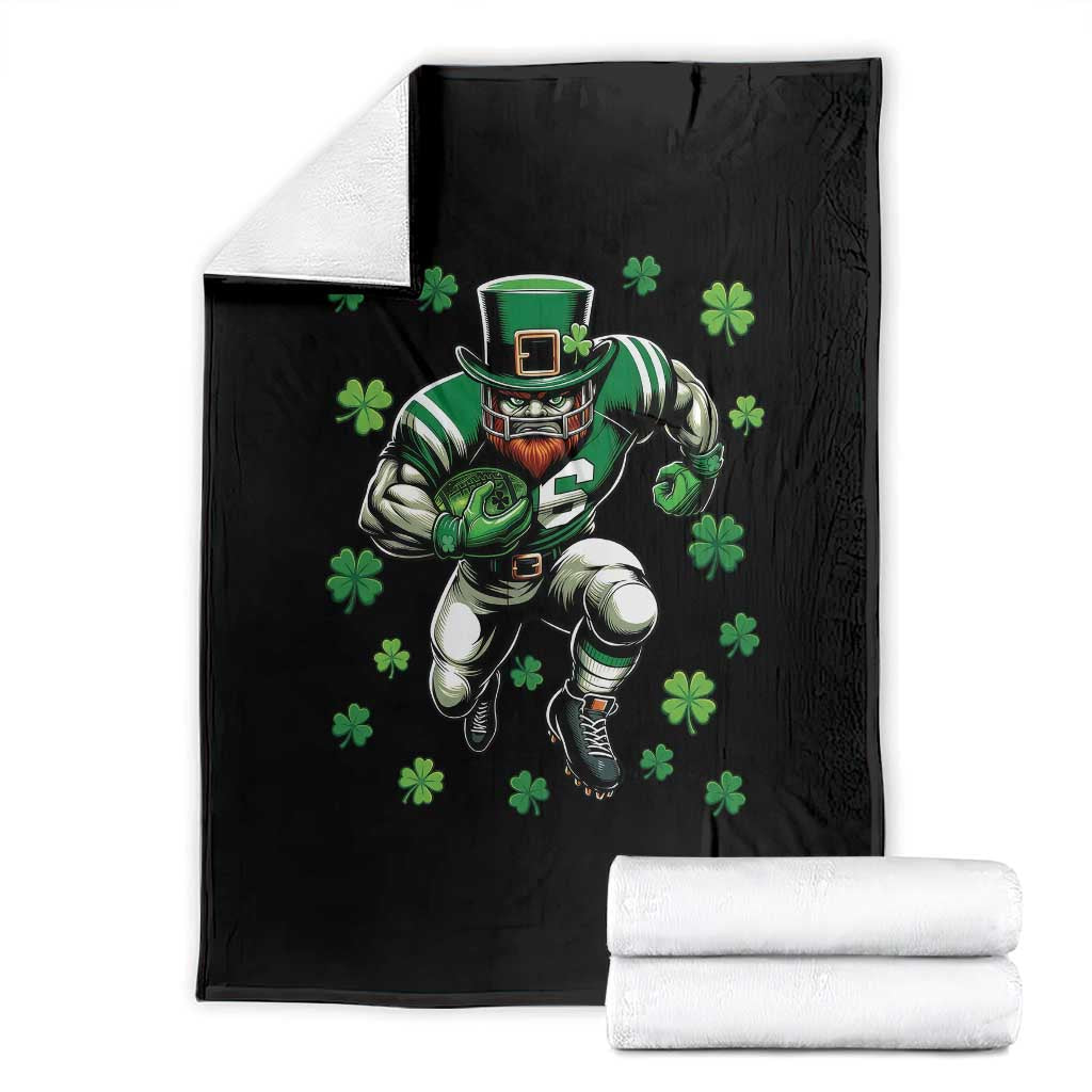 Leprechaun Football Dabbing Pose Throw Blanket Lucky Irish Gift TS12 Black Print Your Wear