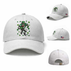 Leprechaun Football Dabbing Pose Baseball Cap Lucky Irish Gift TS12 Baseball Cap Universal Fit White Print Your Wear