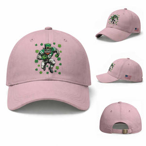 Leprechaun Football Dabbing Pose Baseball Cap Lucky Irish Gift TS12 Baseball Cap Universal Fit Light Pink Print Your Wear
