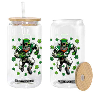 Leprechaun Football Dabbing Pose Glass Can Lucky Irish Gift TS12 Print Your Wear