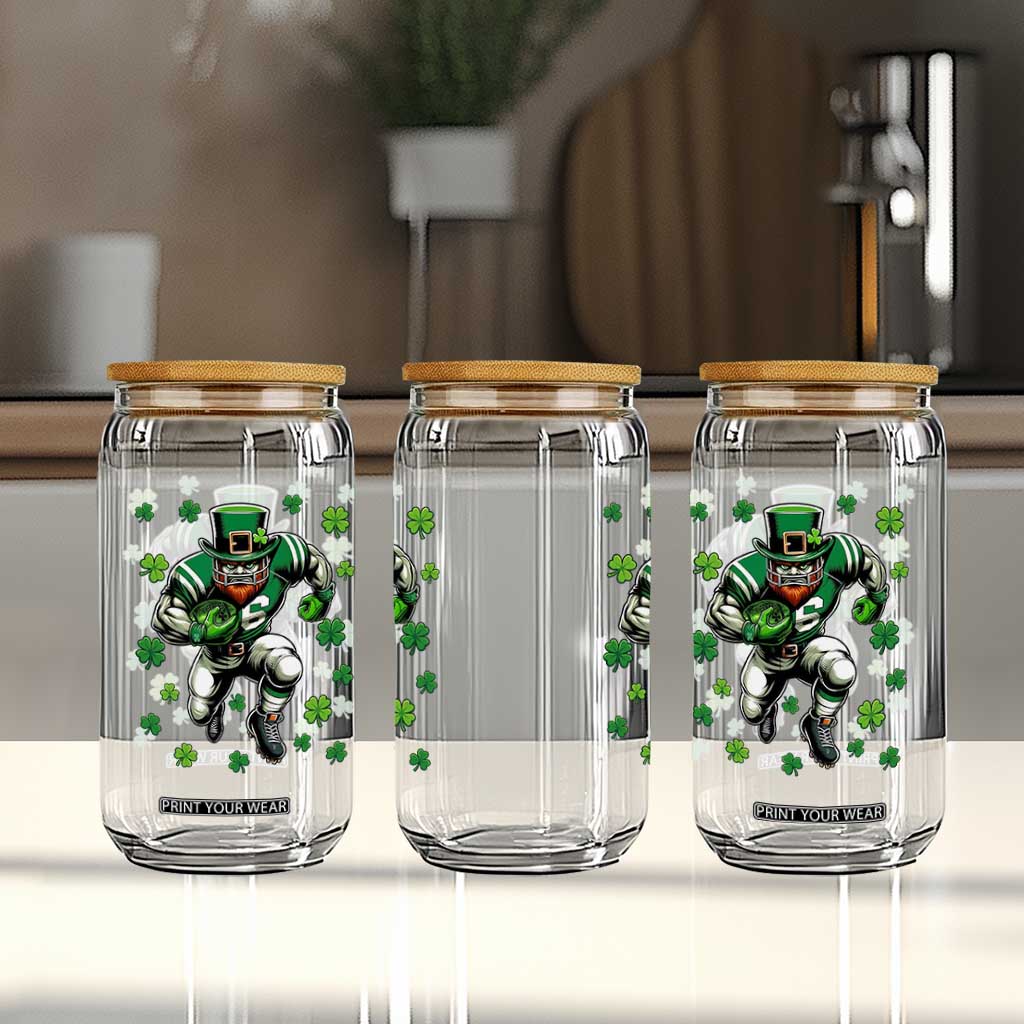 Leprechaun Football Dabbing Pose Glass Can Lucky Irish Gift TS12 Print Your Wear