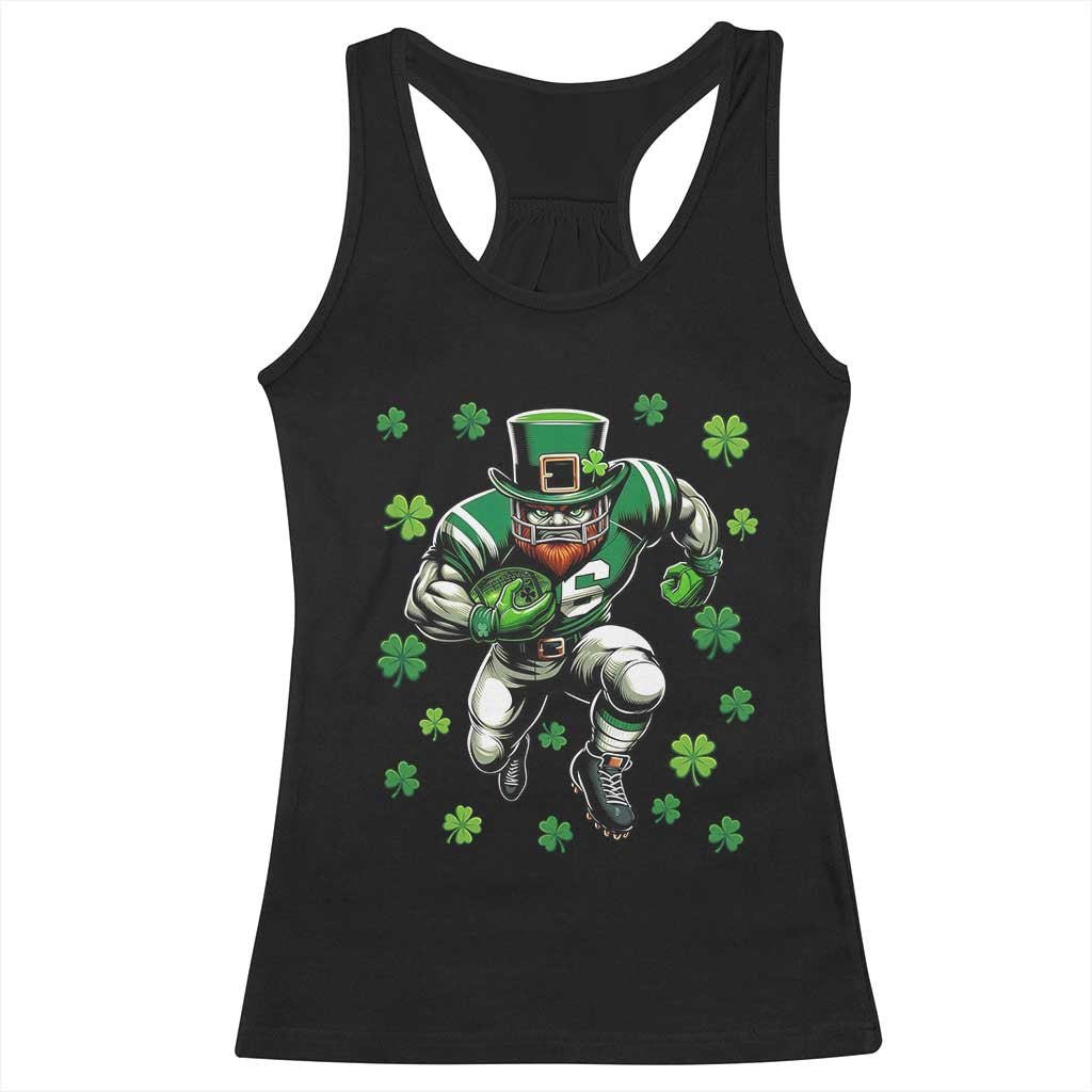 Leprechaun Football Dabbing Pose Racerback Tank Top Lucky Irish Gift TS12 Black Print Your Wear
