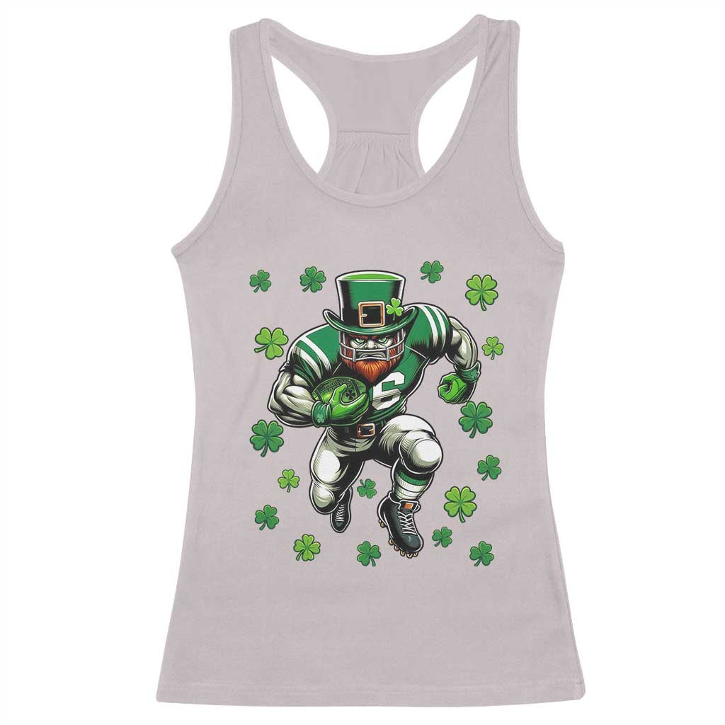 Leprechaun Football Dabbing Pose Racerback Tank Top Lucky Irish Gift TS12 Ice Gray Print Your Wear