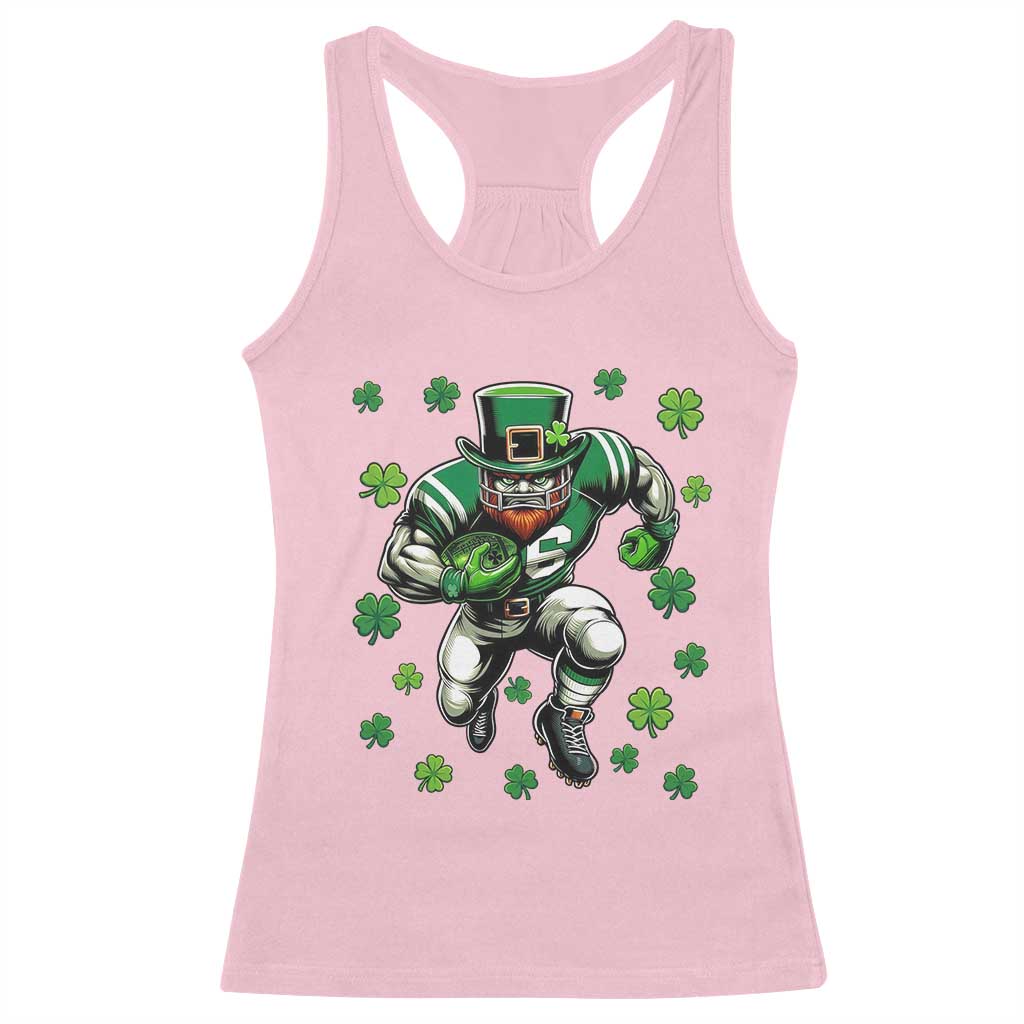 Leprechaun Football Dabbing Pose Racerback Tank Top Lucky Irish Gift TS12 Light Pink Print Your Wear