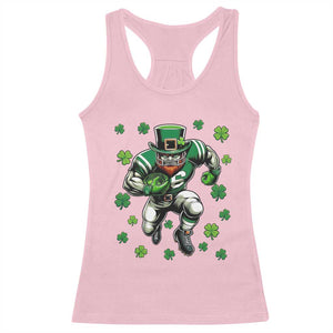 Leprechaun Football Dabbing Pose Racerback Tank Top Lucky Irish Gift TS12 Light Pink Print Your Wear
