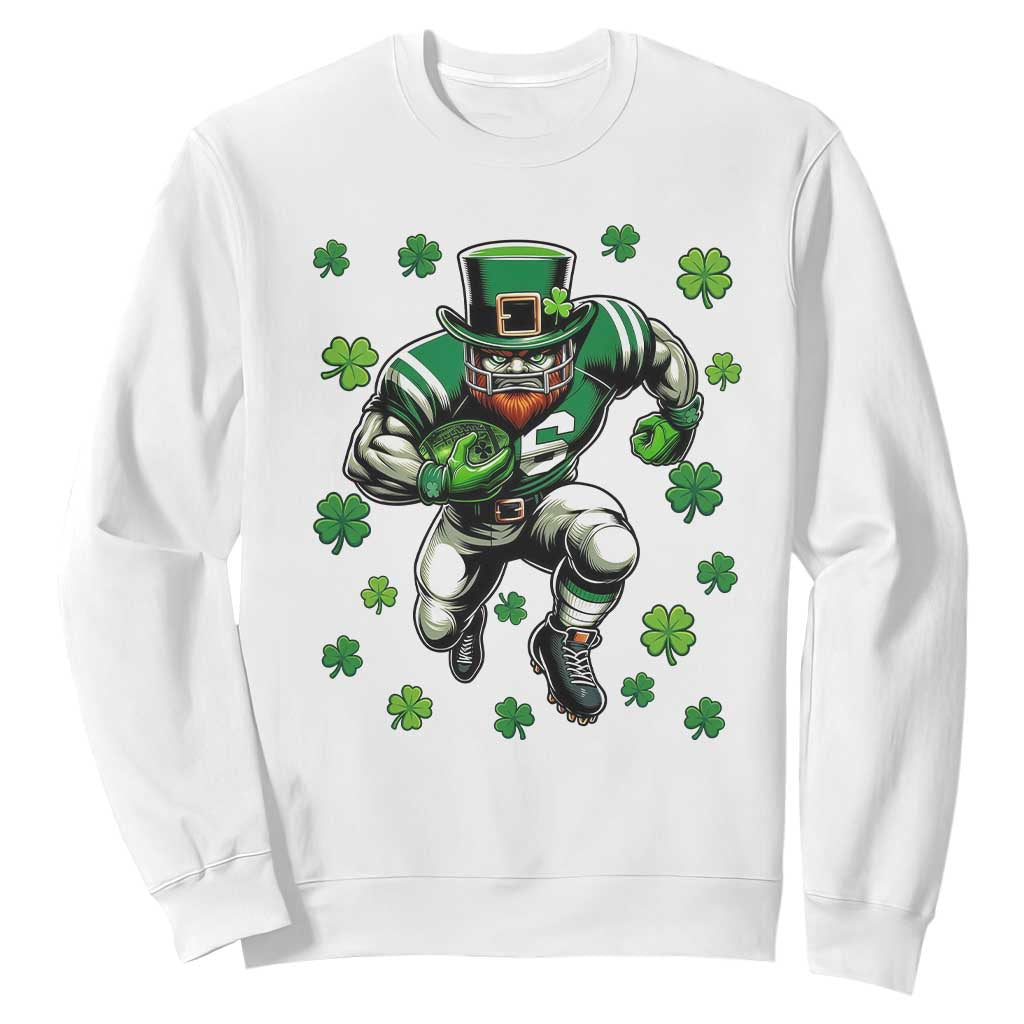 Leprechaun Football Dabbing Pose Sweatshirt Lucky Irish Gift TS12 White Print Your Wear