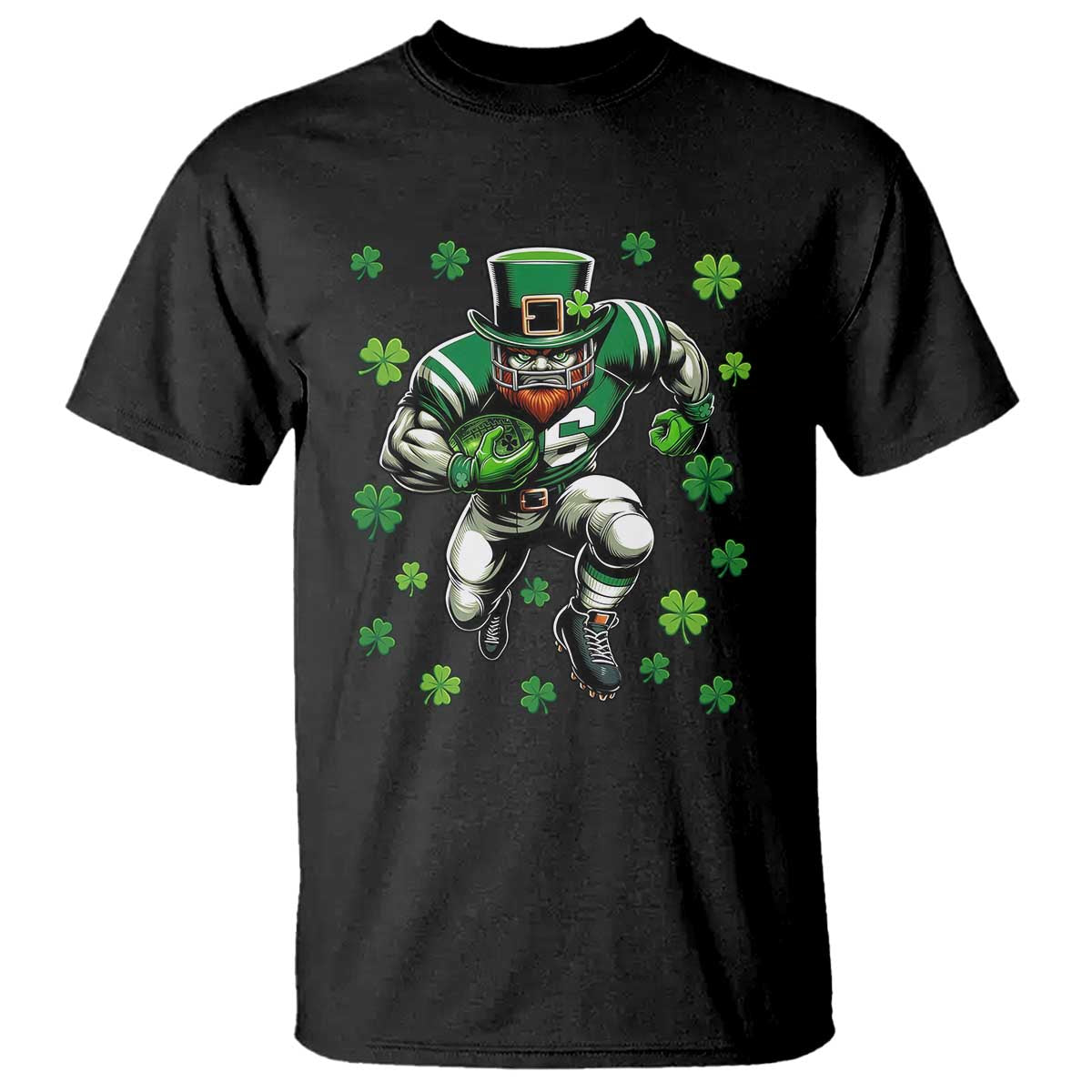 Leprechaun Football Dabbing Pose T Shirt Lucky Irish Gift TS12 Black Print Your Wear