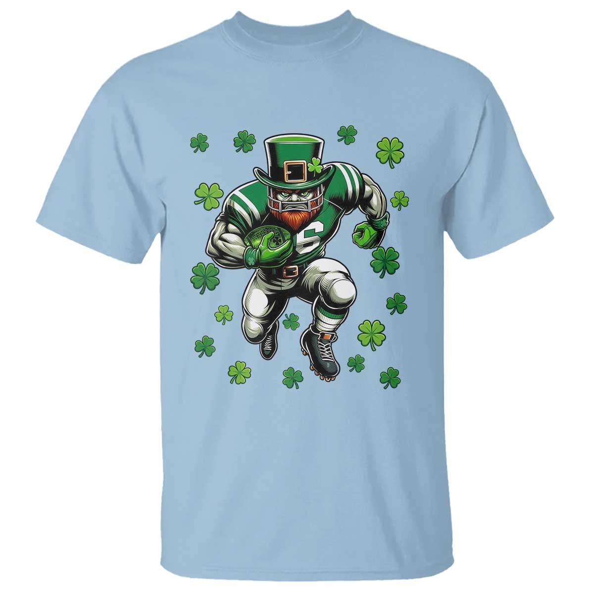 Leprechaun Football Dabbing Pose T Shirt Lucky Irish Gift TS12 Light Blue Print Your Wear
