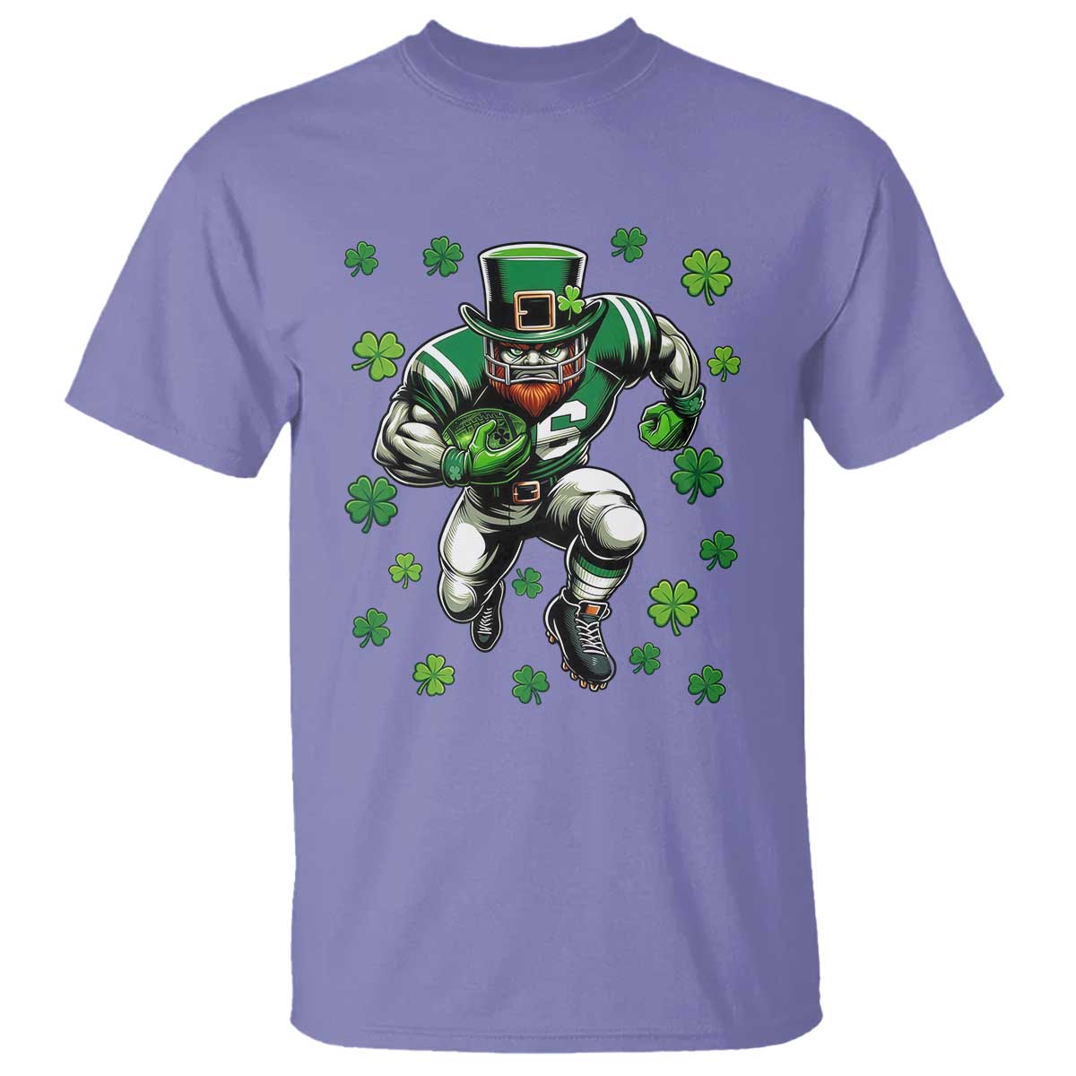 Leprechaun Football Dabbing Pose T Shirt Lucky Irish Gift TS12 Violet Print Your Wear