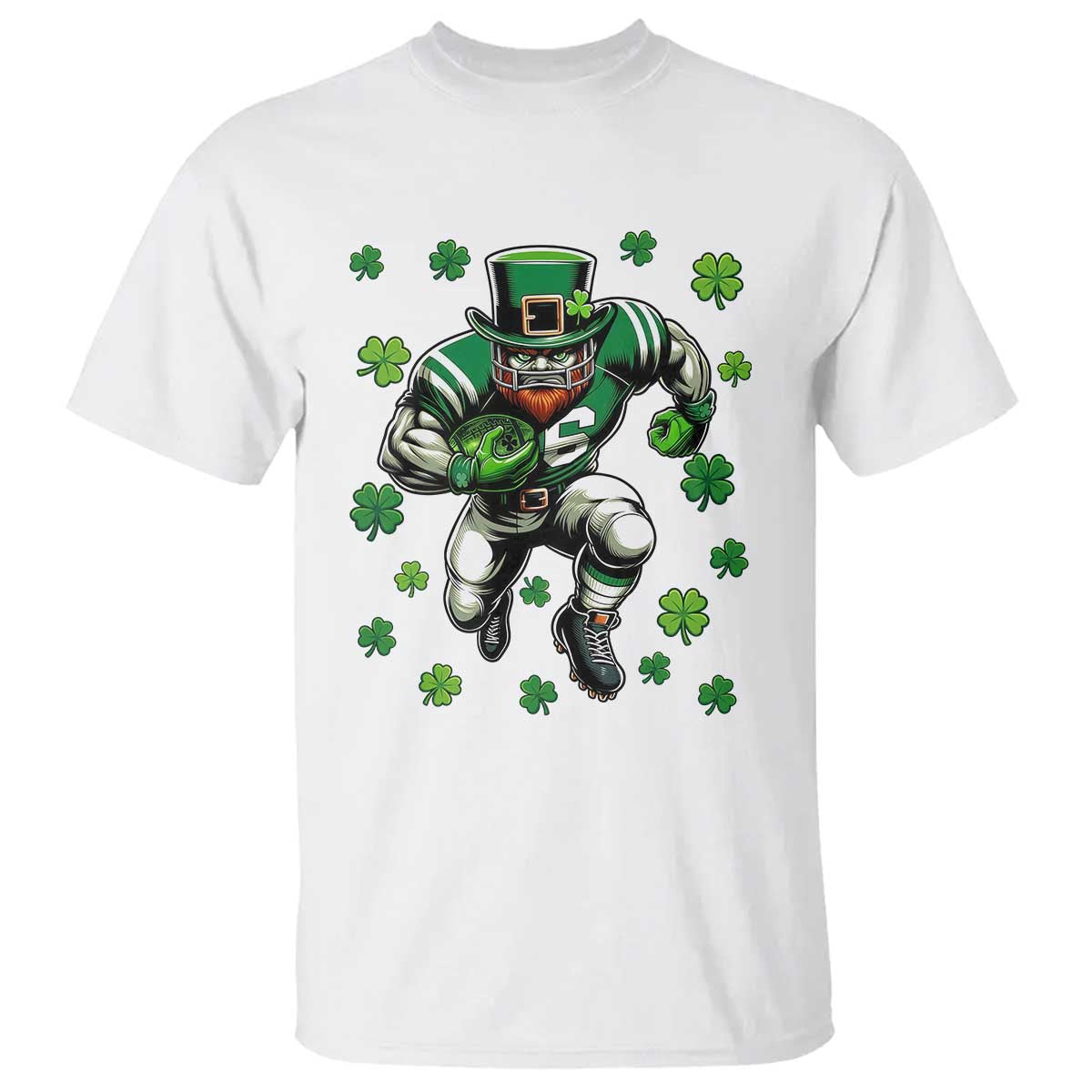 Leprechaun Football Dabbing Pose T Shirt Lucky Irish Gift TS12 White Print Your Wear