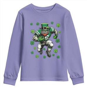 Leprechaun Football Dabbing Pose Youth Sweatshirt Lucky Irish Gift TS12 Violet Print Your Wear