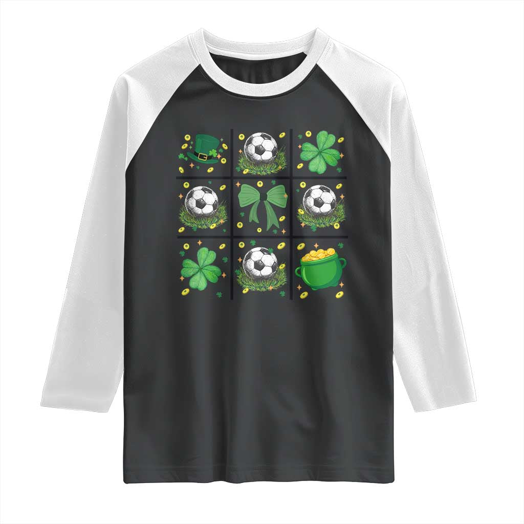 St Patricks Day Soccer Raglan Shirt Irish Pride Gift TS12 Black White Print Your Wear
