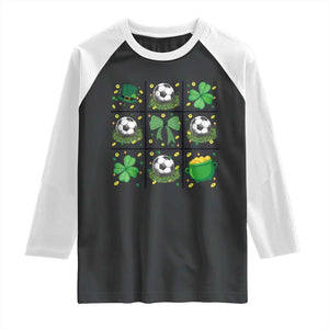 St Patricks Day Soccer Raglan Shirt Irish Pride Gift TS12 Black White Print Your Wear