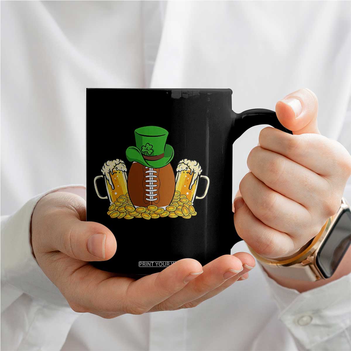 Funny Leprechaun Hat American Football Coffee Mug TS12 Print Your Wear