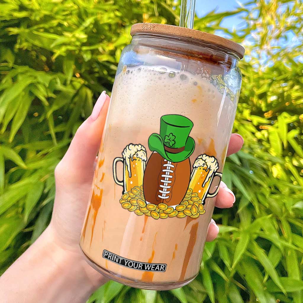 Funny Leprechaun Hat American Football Glass Can TS12 Black Print Your Wear
