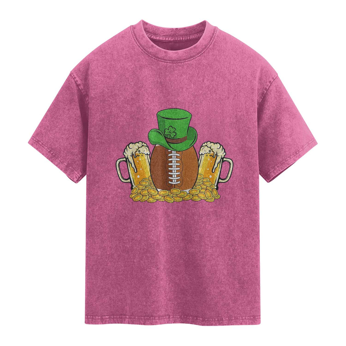 Funny Leprechaun Hat American Football Washed Cotton T-Shirt