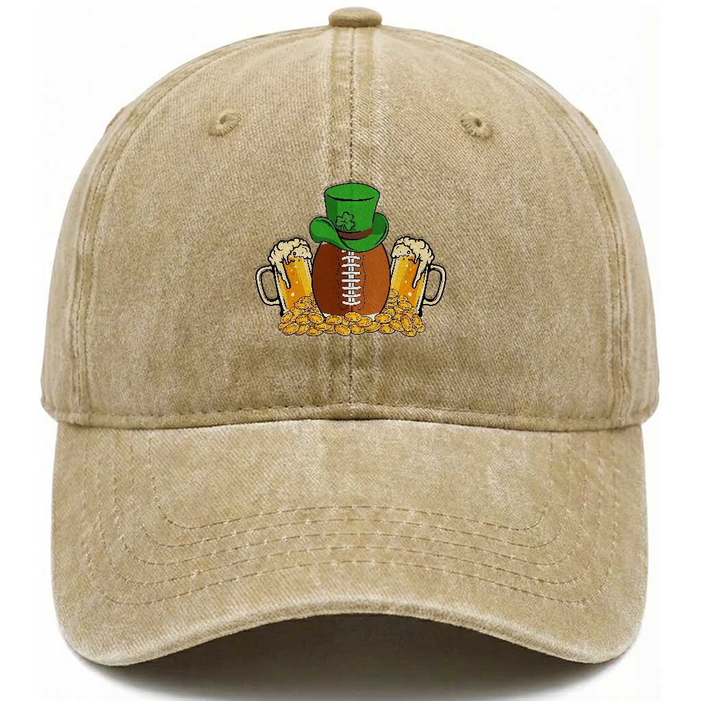 Funny Leprechaun Hat American Football Washed Cotton Baseball Cap TS12 Print Your Wear