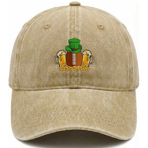 Funny Leprechaun Hat American Football Washed Cotton Baseball Cap TS12 Print Your Wear