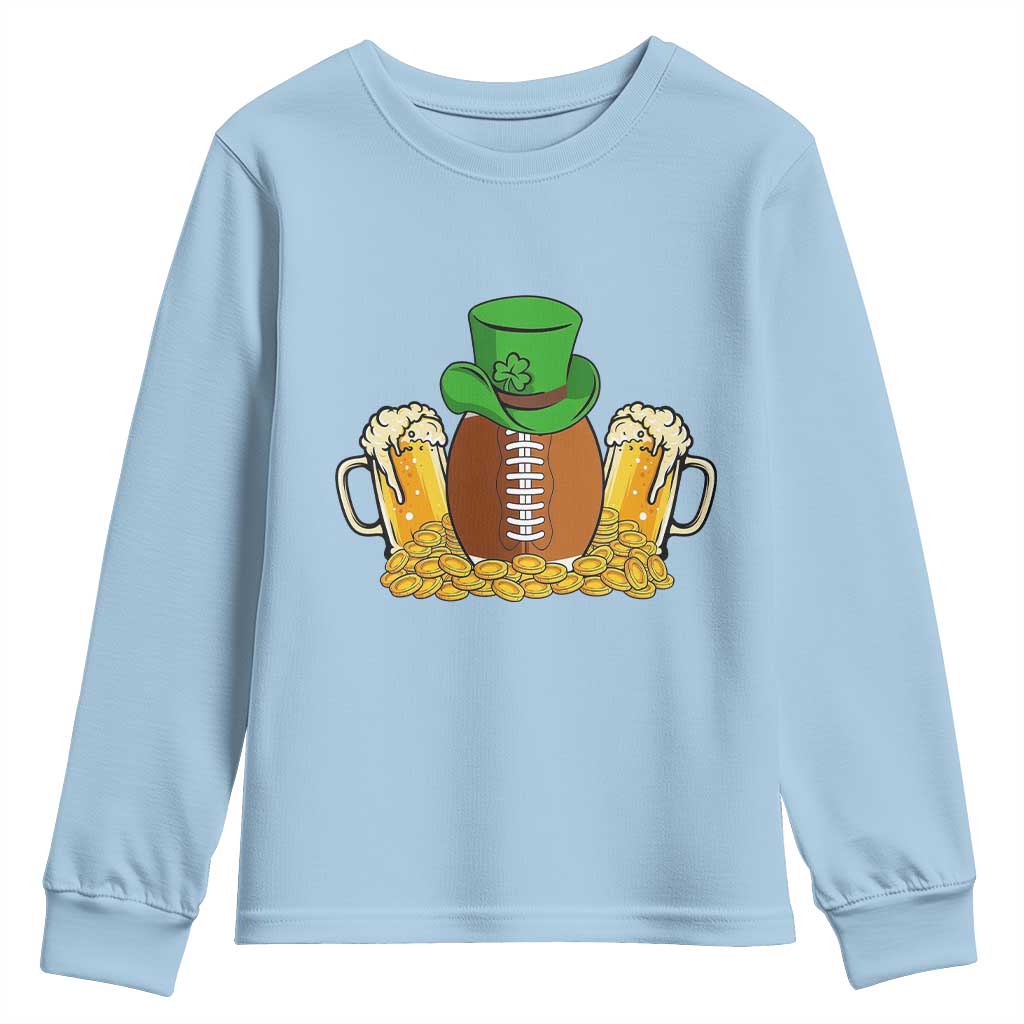 Funny Leprechaun Hat American Football Youth Sweatshirt TS12 Light Blue Print Your Wear