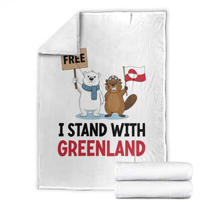 I Stand With Greenland Throw Blanket Anti Authoritarian Political Gag Gift TS12 White Print Your Wear