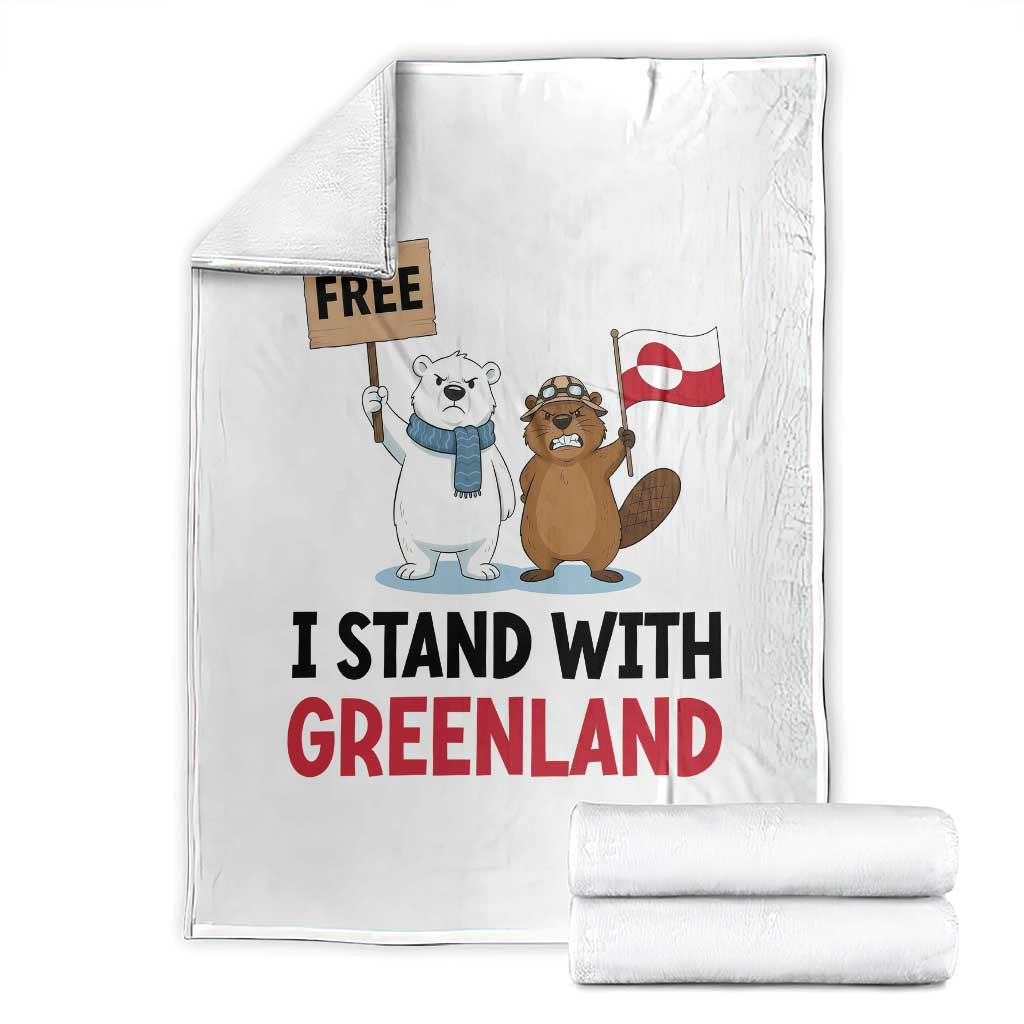I Stand With Greenland Throw Blanket Anti Authoritarian Political Gag Gift TS12 White Print Your Wear