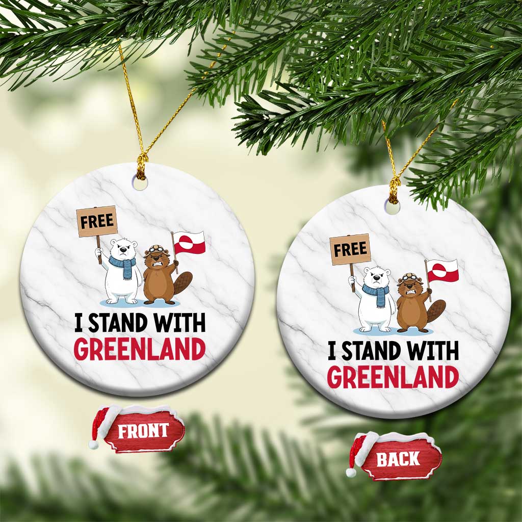 I Stand With Greenland Ceramic Ornament Anti Authoritarian Political Gag Gift TS12 1pc White Marble Print Your Wear
