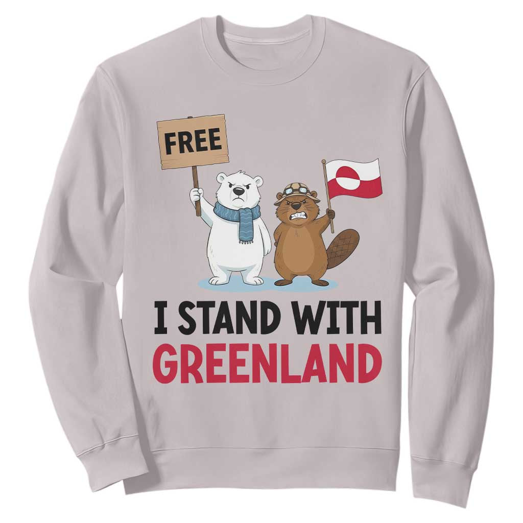I Stand With Greenland Sweatshirt Anti Authoritarian Political Gag Gift TS12 Ice Gray Print Your Wear