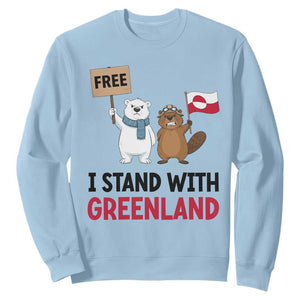 I Stand With Greenland Sweatshirt Anti Authoritarian Political Gag Gift TS12 Light Blue Print Your Wear
