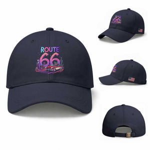 Route Highway 66 Americana Adventure Baseball Cap Cute Raccoon Driving Car TS12 Baseball Cap Universal Fit Navy Print Your Wear