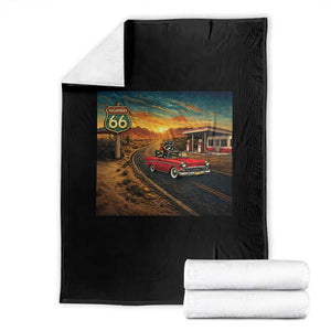 Route Highway 66 Raccoon Throw Blanket Americana Road Trip TS12 Black Print Your Wear