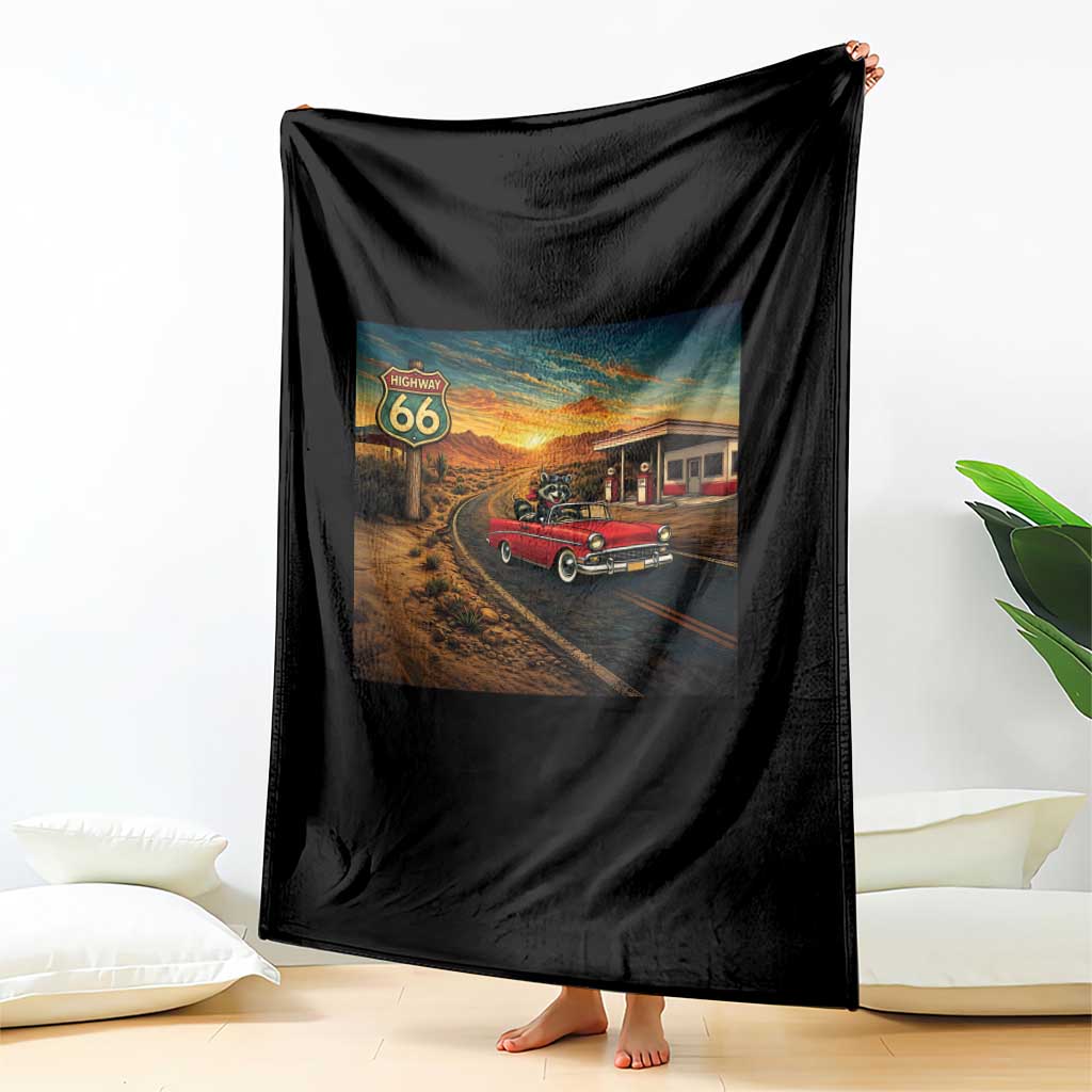 Route Highway 66 Raccoon Throw Blanket Americana Road Trip TS12 Print Your Wear