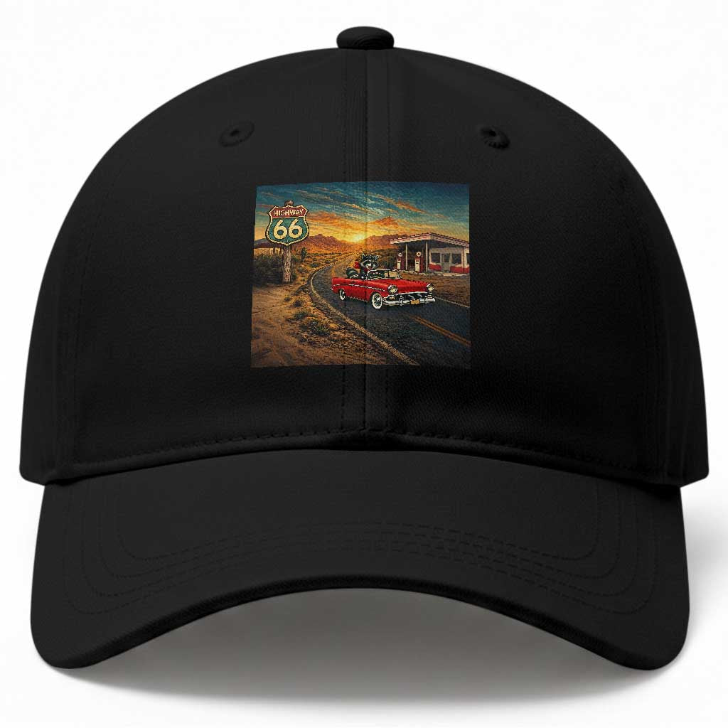 Route Highway 66 Raccoon Baseball Cap Americana Road Trip TS12 Print Your Wear