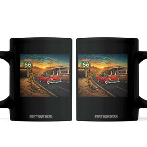 Route Highway 66 Raccoon Coffee Mug Americana Road Trip TS12 Black Print Your Wear