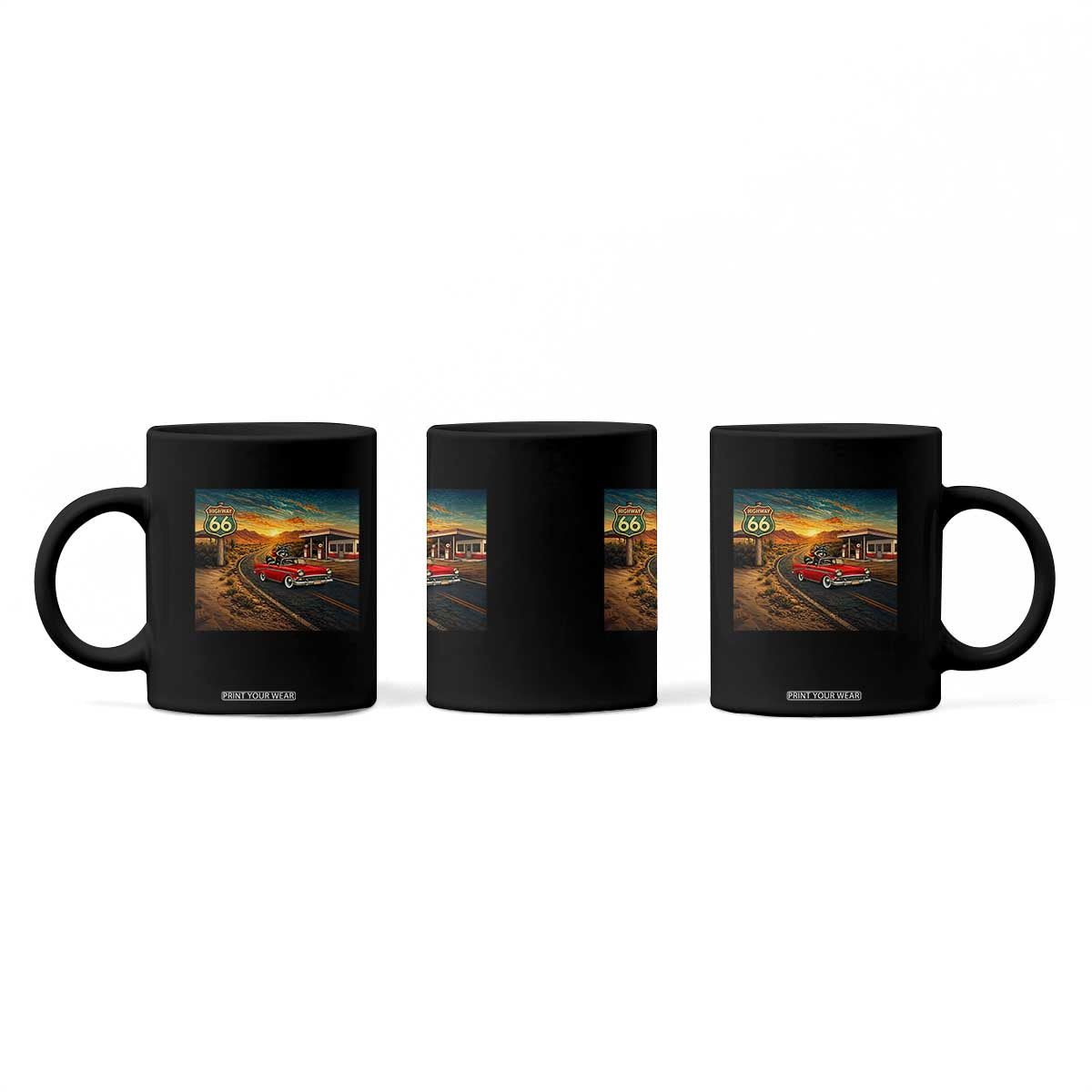 Route Highway 66 Raccoon Coffee Mug Americana Road Trip TS12 Print Your Wear